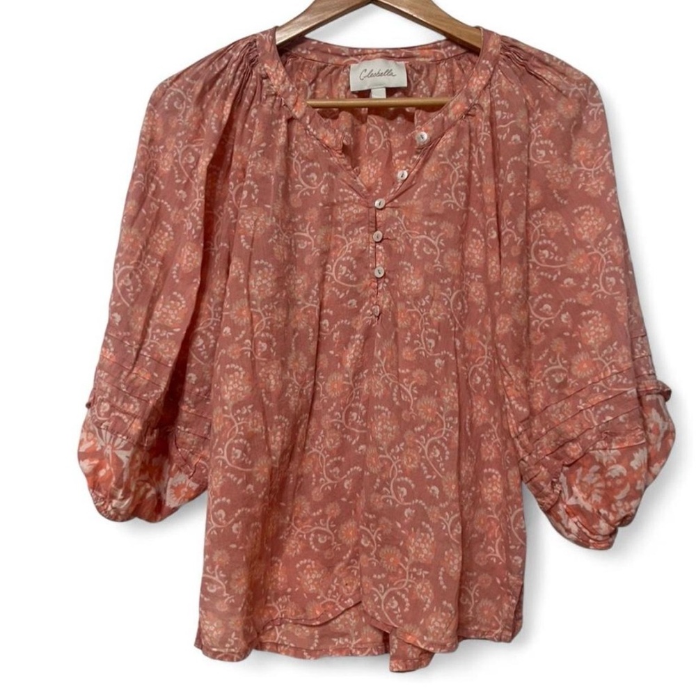 Cleobella Dusty Rose Printed Peasant Blouse